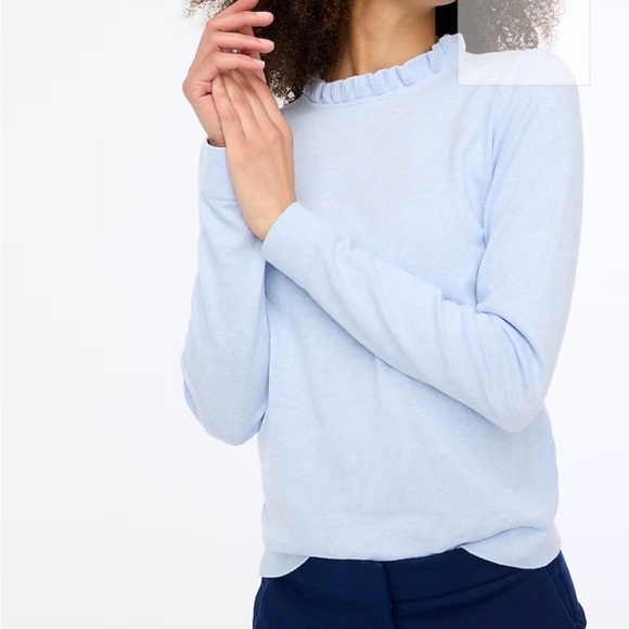 J. Crew Sweaters - J.Crew Light Blue Ruffle Neck Sweatshirt Top Size XS